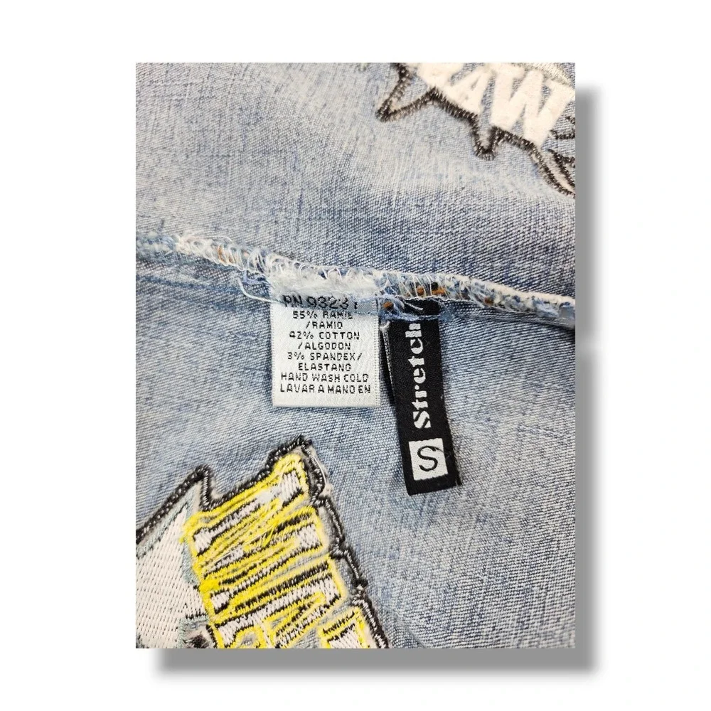 Vintage Street Vibes All Over NBA Patch Denim Trucker Jacket Women's Small - Picture 7 of 8